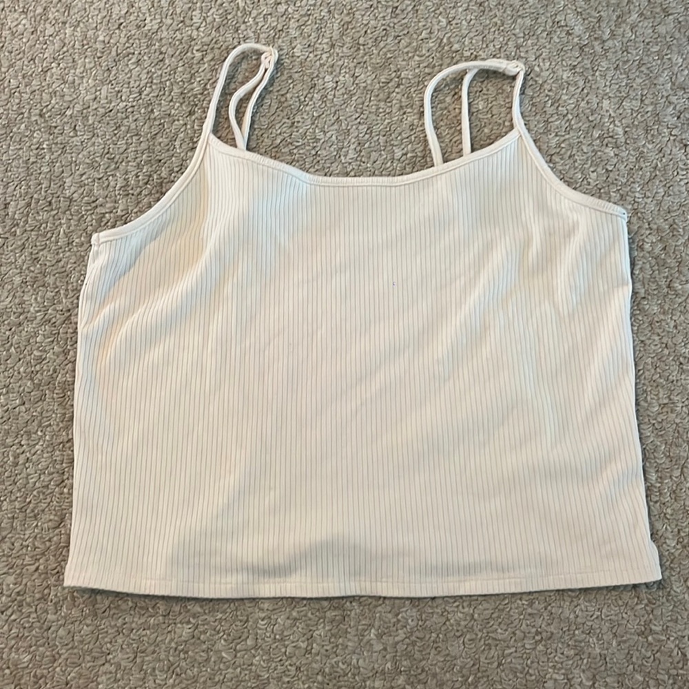 American Eagle Ribbed White Crop Tank